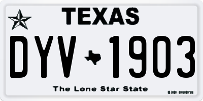 TX license plate DYV1903