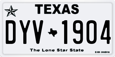 TX license plate DYV1904