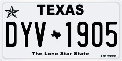 TX license plate DYV1905