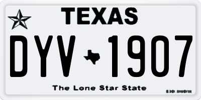 TX license plate DYV1907