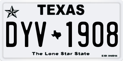 TX license plate DYV1908
