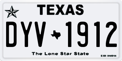 TX license plate DYV1912