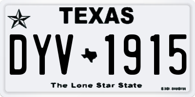 TX license plate DYV1915