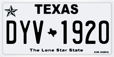 TX license plate DYV1920