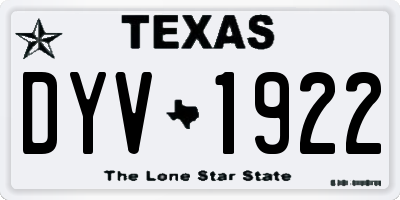 TX license plate DYV1922