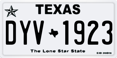 TX license plate DYV1923