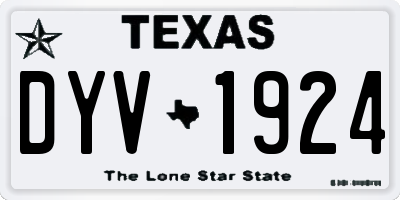 TX license plate DYV1924