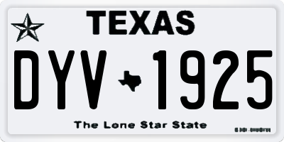 TX license plate DYV1925