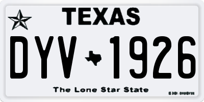 TX license plate DYV1926