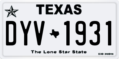 TX license plate DYV1931
