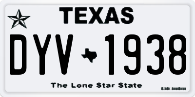 TX license plate DYV1938