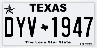 TX license plate DYV1947