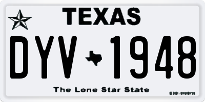 TX license plate DYV1948