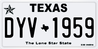TX license plate DYV1959