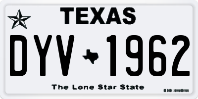 TX license plate DYV1962