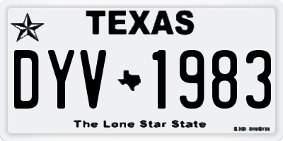 TX license plate DYV1983