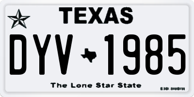 TX license plate DYV1985