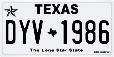 TX license plate DYV1986
