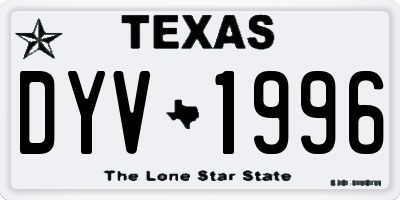 TX license plate DYV1996
