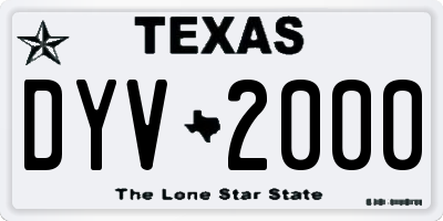 TX license plate DYV2000