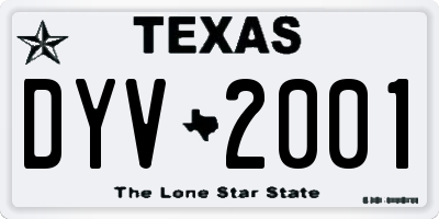 TX license plate DYV2001
