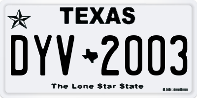 TX license plate DYV2003