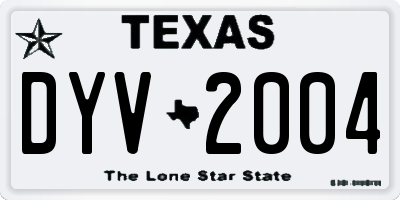 TX license plate DYV2004