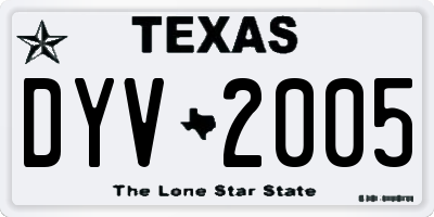TX license plate DYV2005