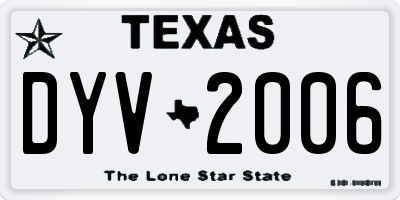 TX license plate DYV2006