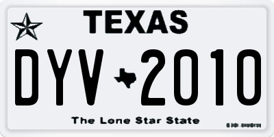 TX license plate DYV2010