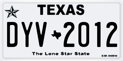 TX license plate DYV2012