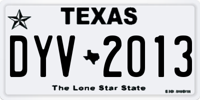 TX license plate DYV2013