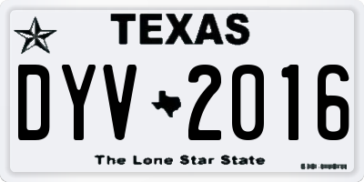 TX license plate DYV2016