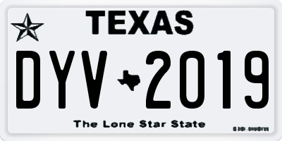 TX license plate DYV2019