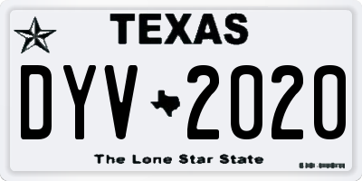TX license plate DYV2020