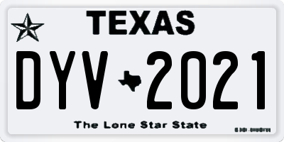 TX license plate DYV2021