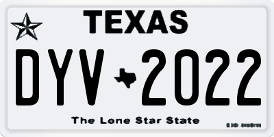 TX license plate DYV2022