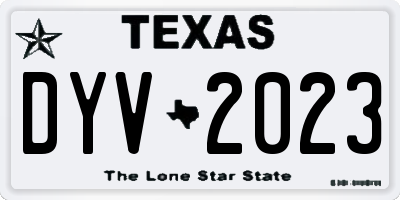 TX license plate DYV2023
