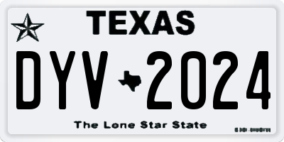 TX license plate DYV2024