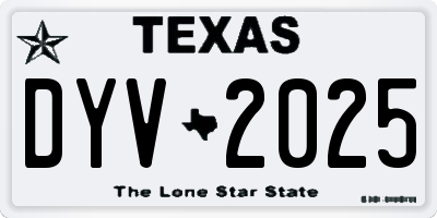 TX license plate DYV2025