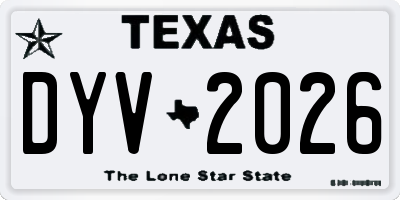TX license plate DYV2026