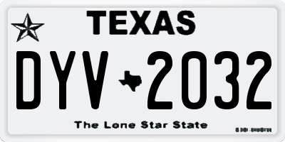 TX license plate DYV2032