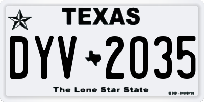 TX license plate DYV2035
