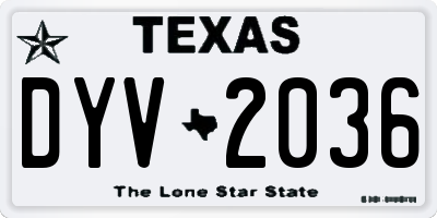 TX license plate DYV2036
