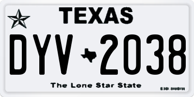 TX license plate DYV2038