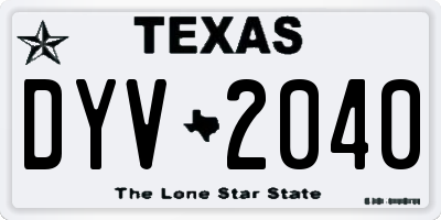 TX license plate DYV2040