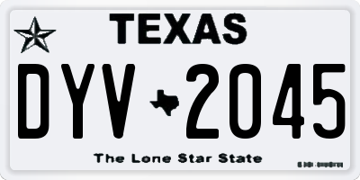 TX license plate DYV2045