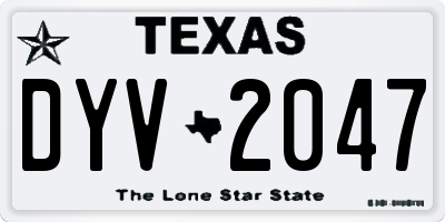 TX license plate DYV2047