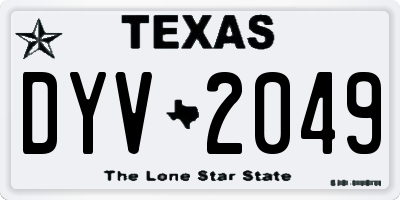 TX license plate DYV2049