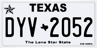 TX license plate DYV2052